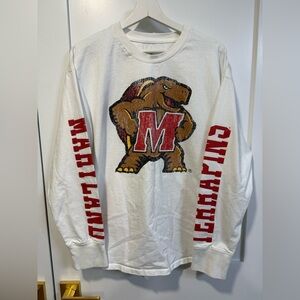 Game Day Couture Women’s White Maryland Terrapins Glitter Logo Long Sleeve Shirt